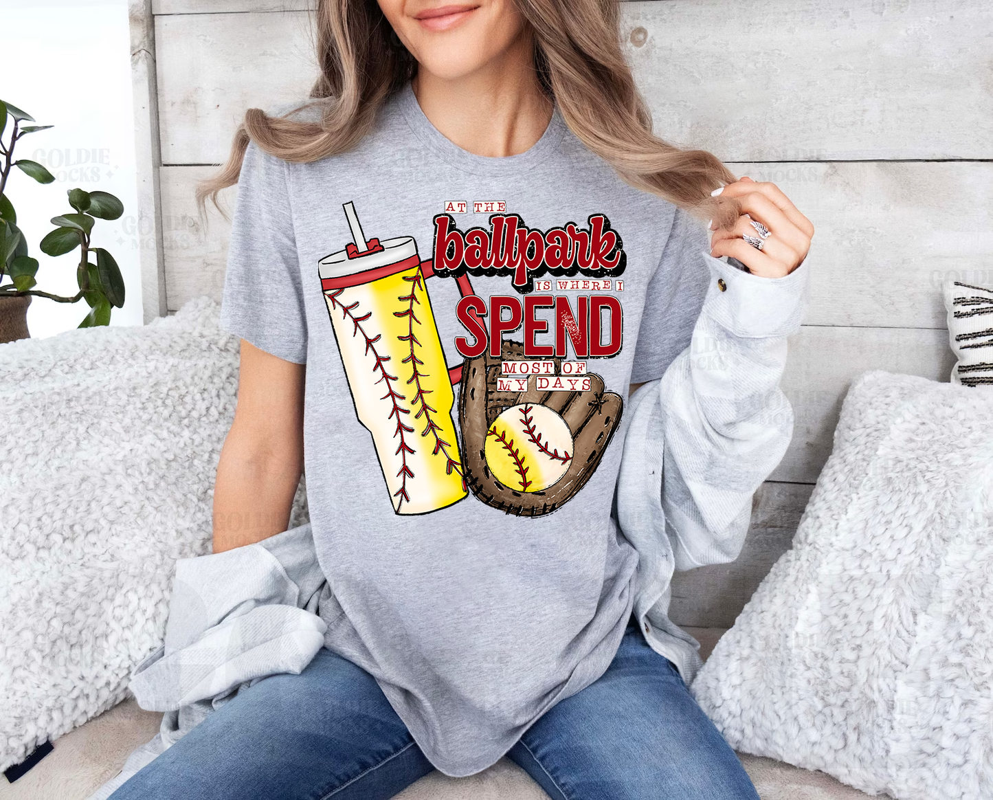 At the ballpark is where I spend most of my time Both baseball and softball shirt