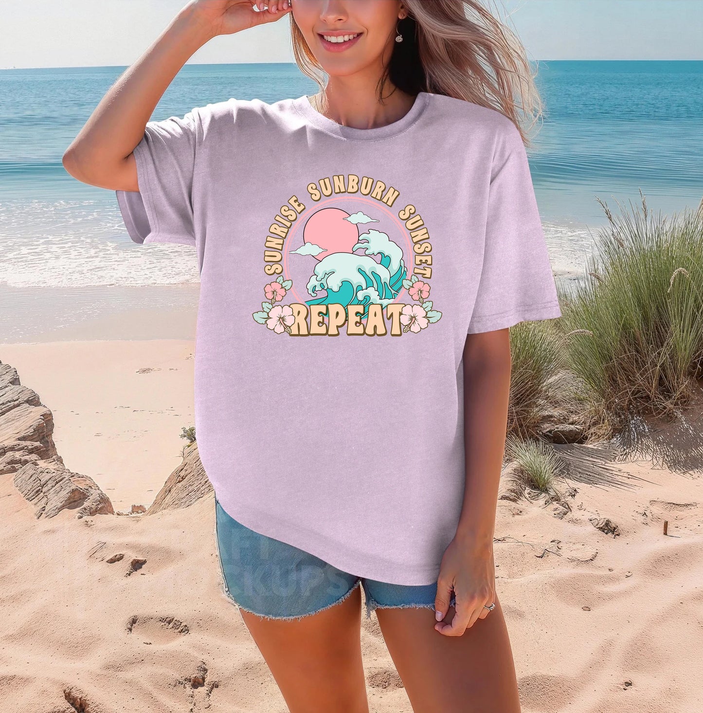 Sunrise,Sunburn,Sunset,Repeat Shirt