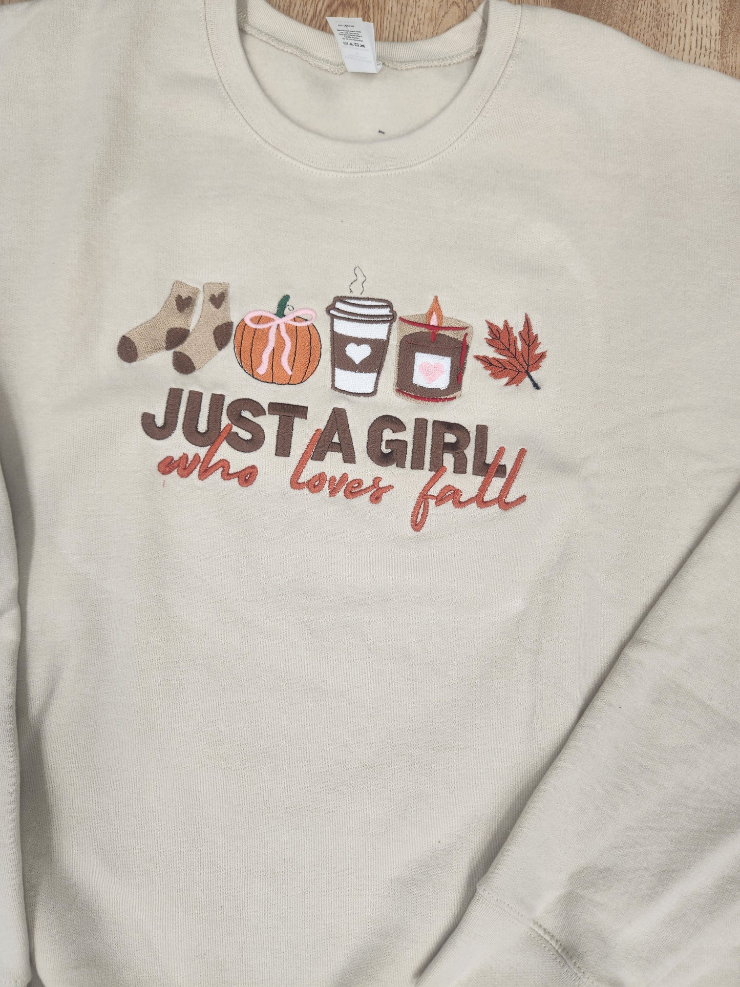 Just A Girl Who Loves Fall Embroidery Shirt