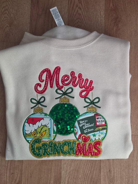 Embroidered Grinchmas With sequins and Glitter