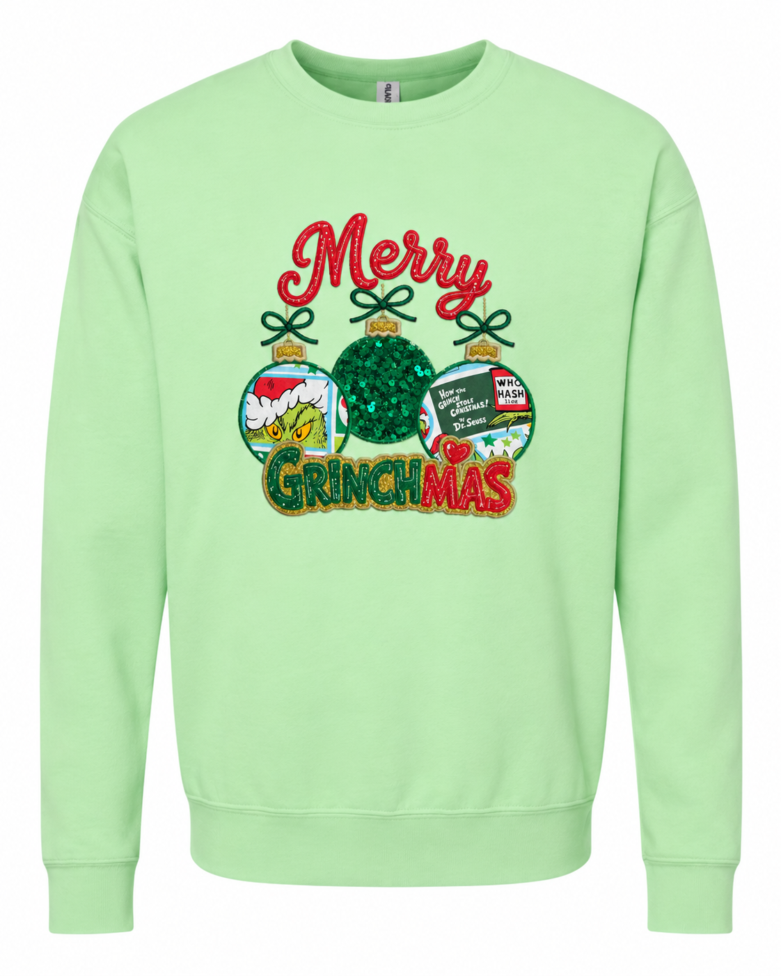 Embroidered Grinchmas With sequins and Glitter