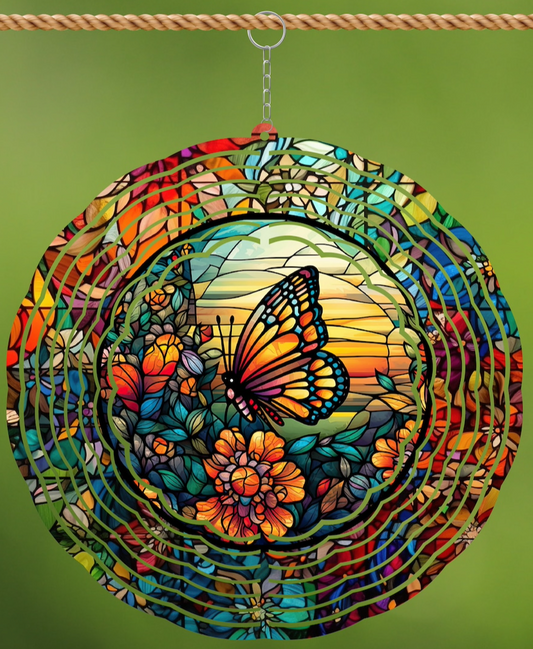 Stained Glass Butterfly Wind Spinner