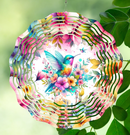 Stained Glass Spring Hummingbird Wind Spinner