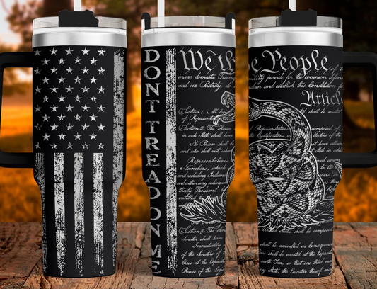 Laser Engraved We The People Snake Tumbler