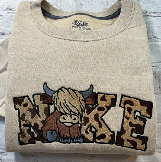 Cute Highland Cow Embroidery