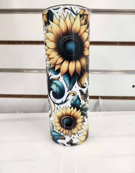 20oz Turquoise Sunflower Tumbler