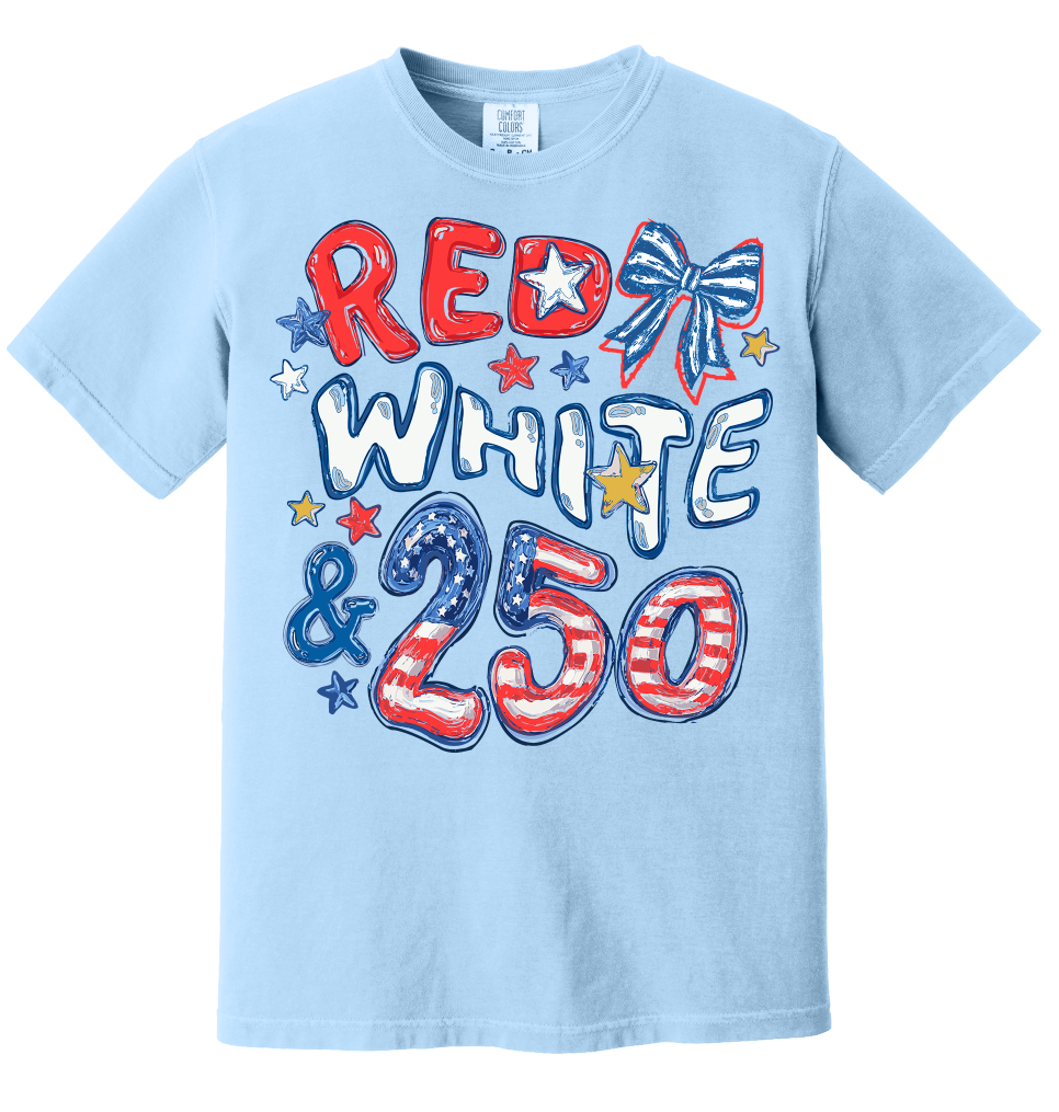 Red White & 250 Anniversary Doodle Shirt