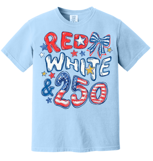 Red White & 250 Anniversary Doodle Shirt