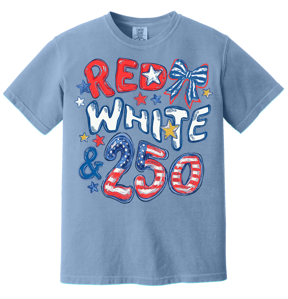 Red White & 250 Anniversary Doodle Shirt