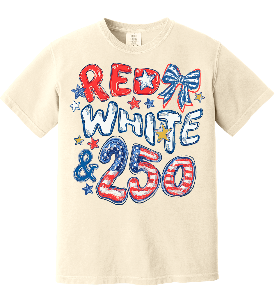 Red White & 250 Anniversary Doodle Shirt