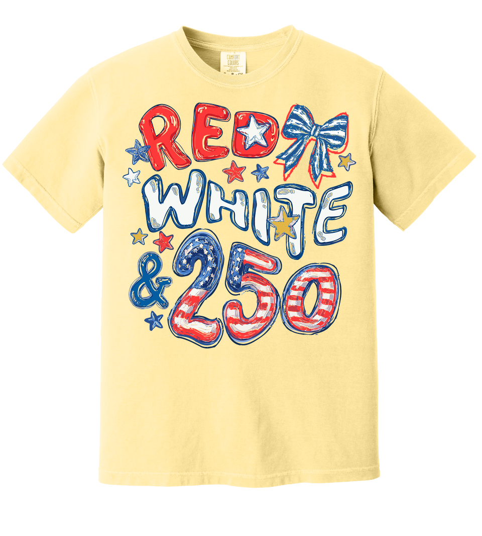 Red White & 250 Anniversary Doodle Shirt