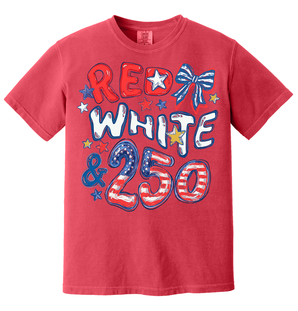 Red White & 250 Anniversary Doodle Shirt