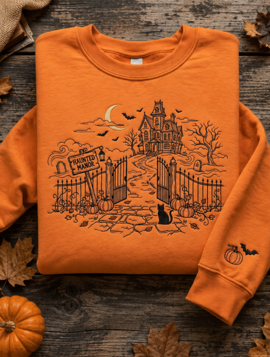 Embroidered Haunted Manor Sweatshirt