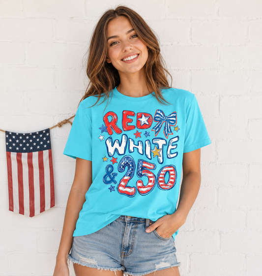Red White & 250 Anniversary Doodle Shirt